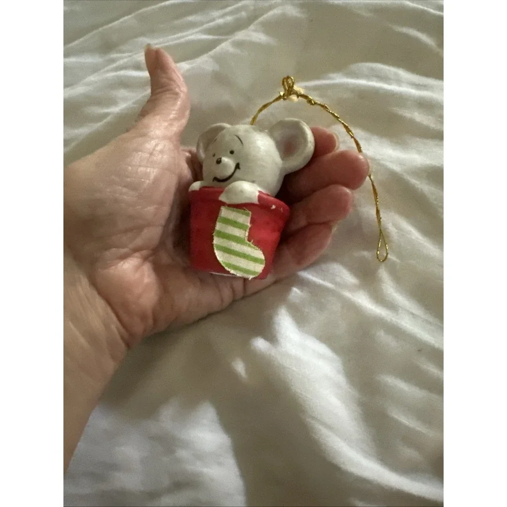 Vintage 1985 Lil Chimers  Ornament Jasco Porcelain Mouse & Beaver Bells Set Of 2